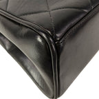 Chanel Handbag Trapezoid Bag Quilted Black Gold Flap Bag Chain Handle Lambskin — view 8