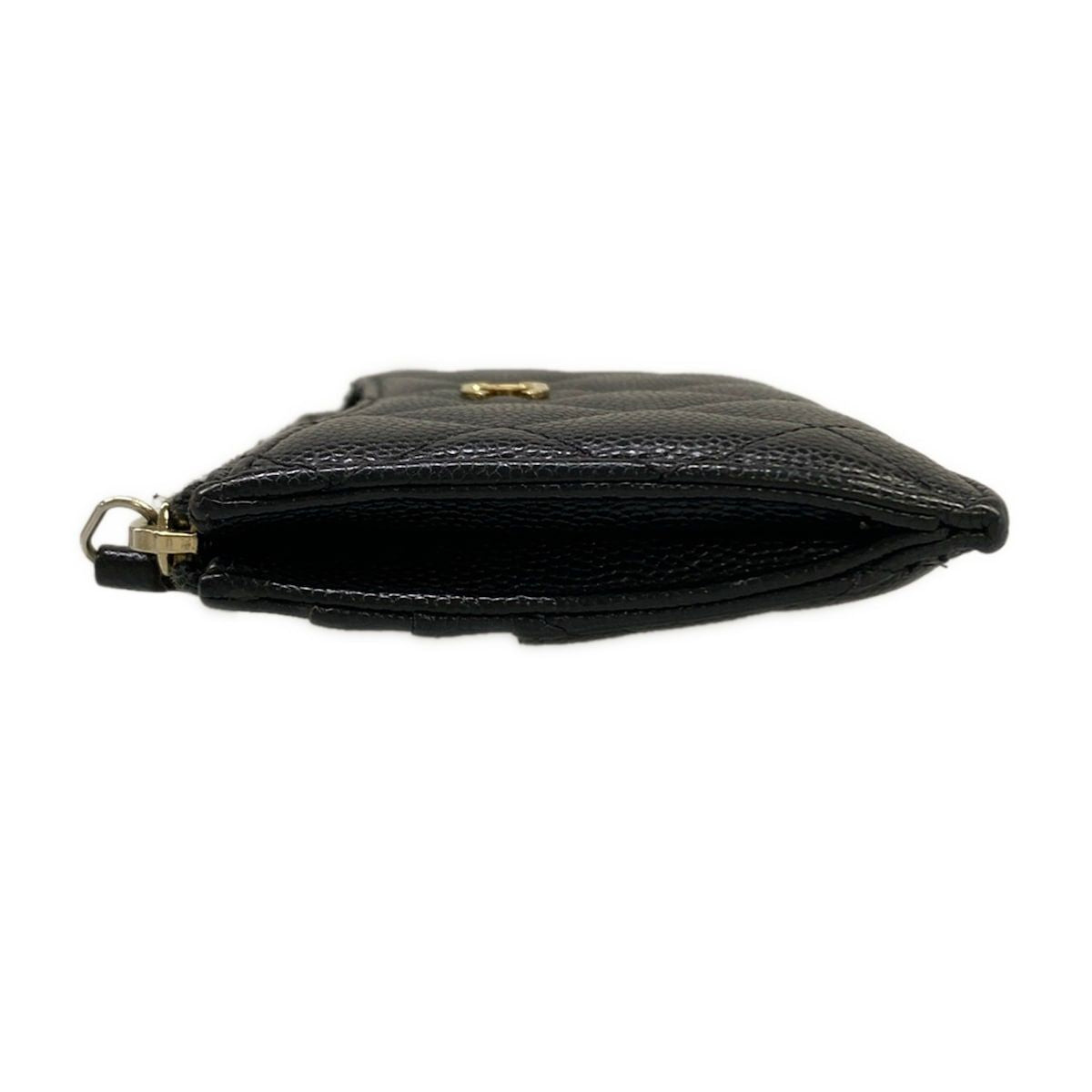 Chanel Coin Case Quilted Black Card with CC Logo Gold — view 8