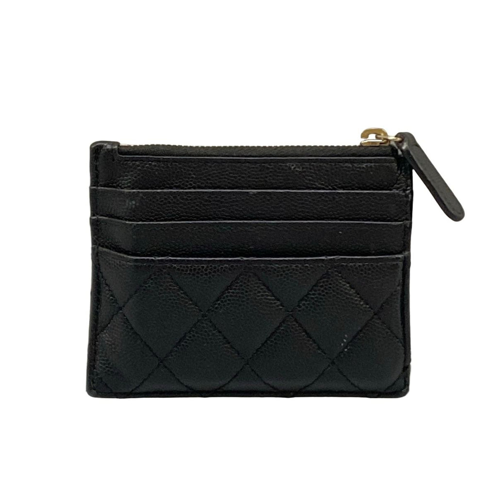 Chanel Coin Case Quilted Black Card with CC Logo Gold — view 2