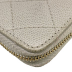 Chanel Coin Case Quilted Light Gray Gold Zip Around — view 6