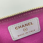 Chanel Coin Case Quilted Light Gray Gold Zip Around — view 4