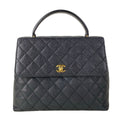 Chanel Handbag Trapezoid Bag Quilted Black Gold