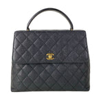 Chanel Handbag Trapezoid Bag Quilted Black Gold