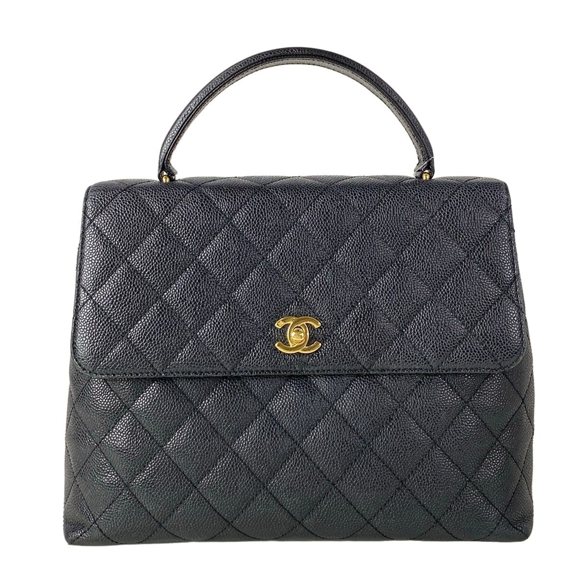 Chanel Handbag Trapezoid Bag Quilted Black Gold