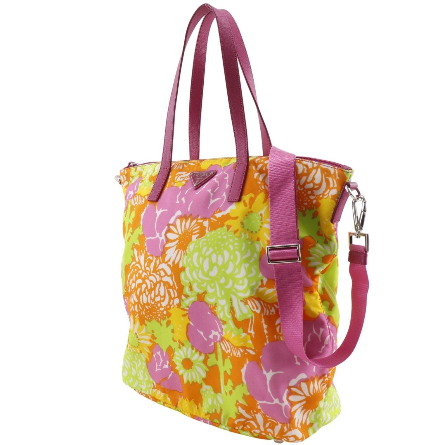 Prada 2-Way Shoulder Floral Nylon Pink Tote — view 2