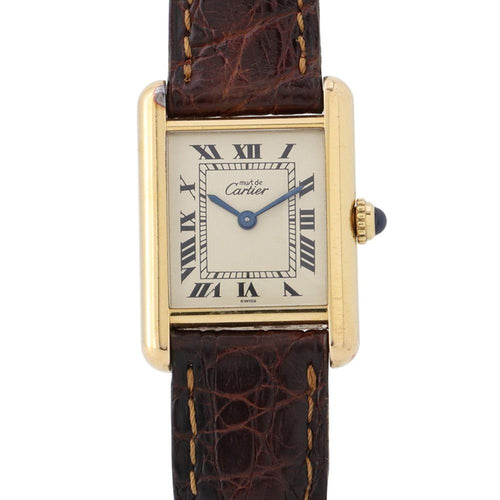 Cartier Must Tank SM 925 Sterling Silver Watch Ivory Dial