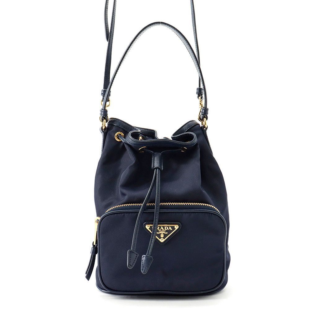 Prada Handbag Duet Drawstring Nylon Leather 2-Way