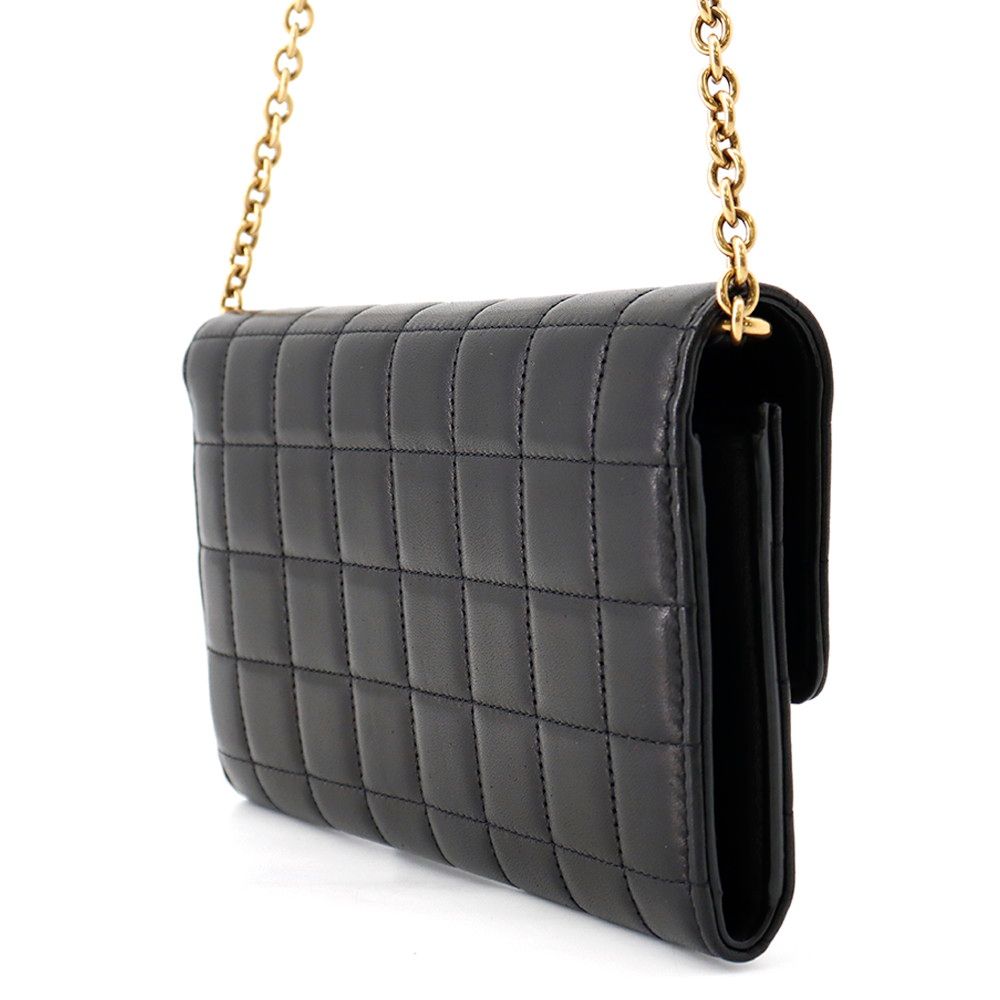 Saint Laurent Paris Chain Shoulder Wallet Maillon Cuffleather Black — view 2