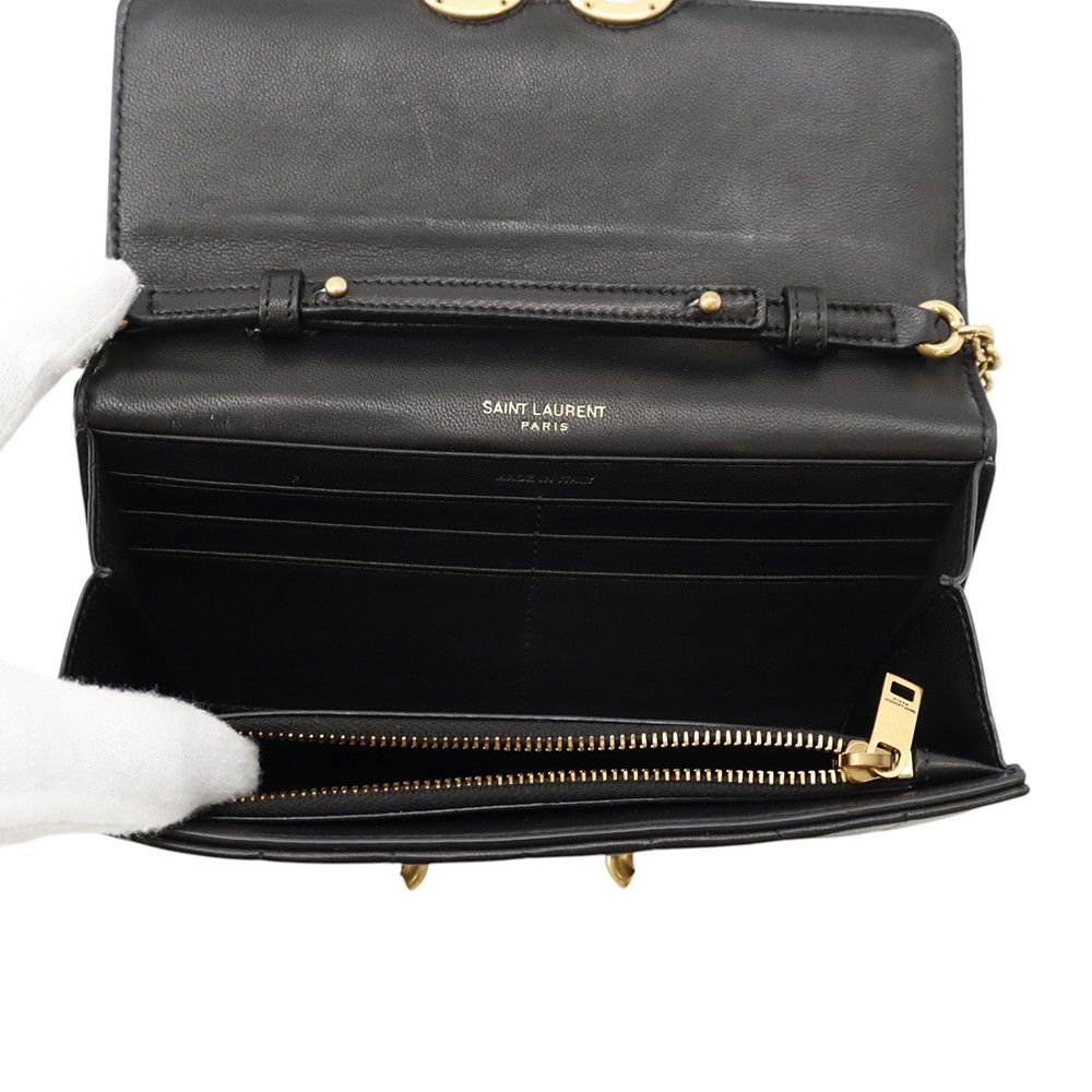 Saint Laurent Paris Chain Shoulder Wallet Maillon Cuffleather Black — view 5