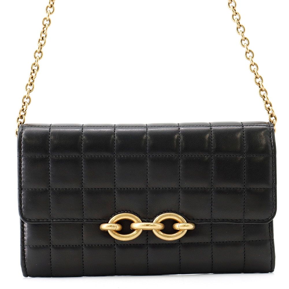Saint Laurent Paris Chain Shoulder Wallet Maillon Cuffleather Black
