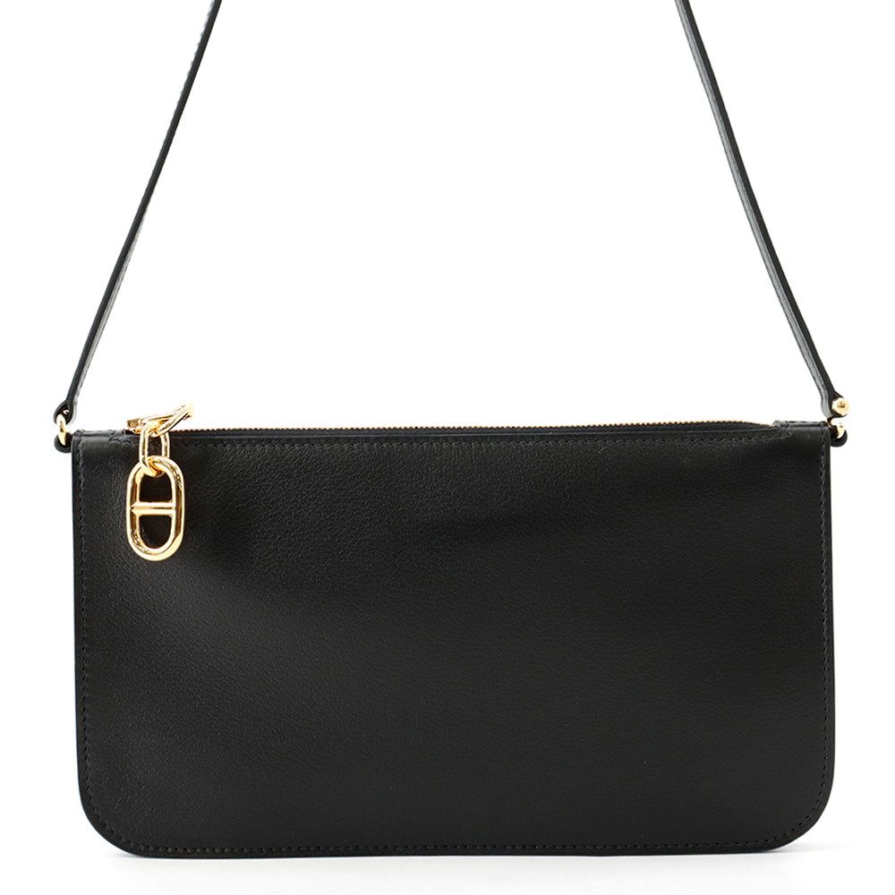 Hermes Shoulder Wallet Zip Azap Tougo Chaine D'ancre Black Gold Bague Rain