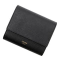 Celine Trifold Wallet Small Leather Folding Black