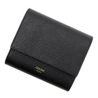 Celine Trifold Wallet Small Leather Folding Black