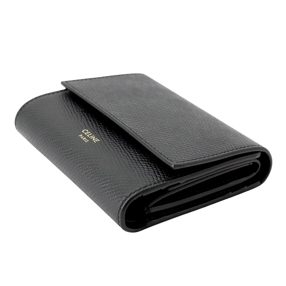 Celine Trifold Wallet Small Leather Folding Black — view 2