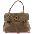 Saint Laurent 2-Way Shoulder Leather Canvas Brown Pink Handbag