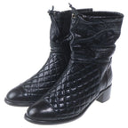 Chanel Quilted CC Logo Leather Short Boots Black 37 1 2C — view 2