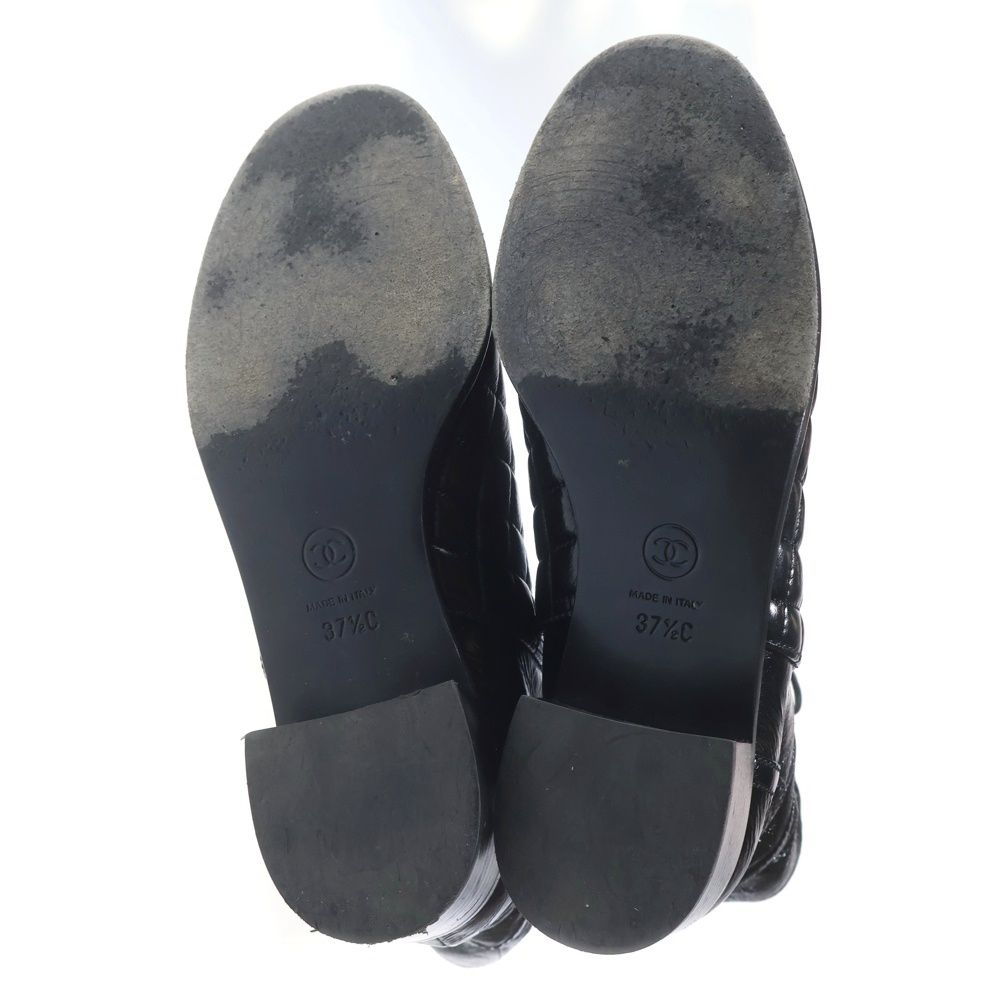 Chanel Quilted CC Logo Leather Short Boots Black 37 1 2C — view 5