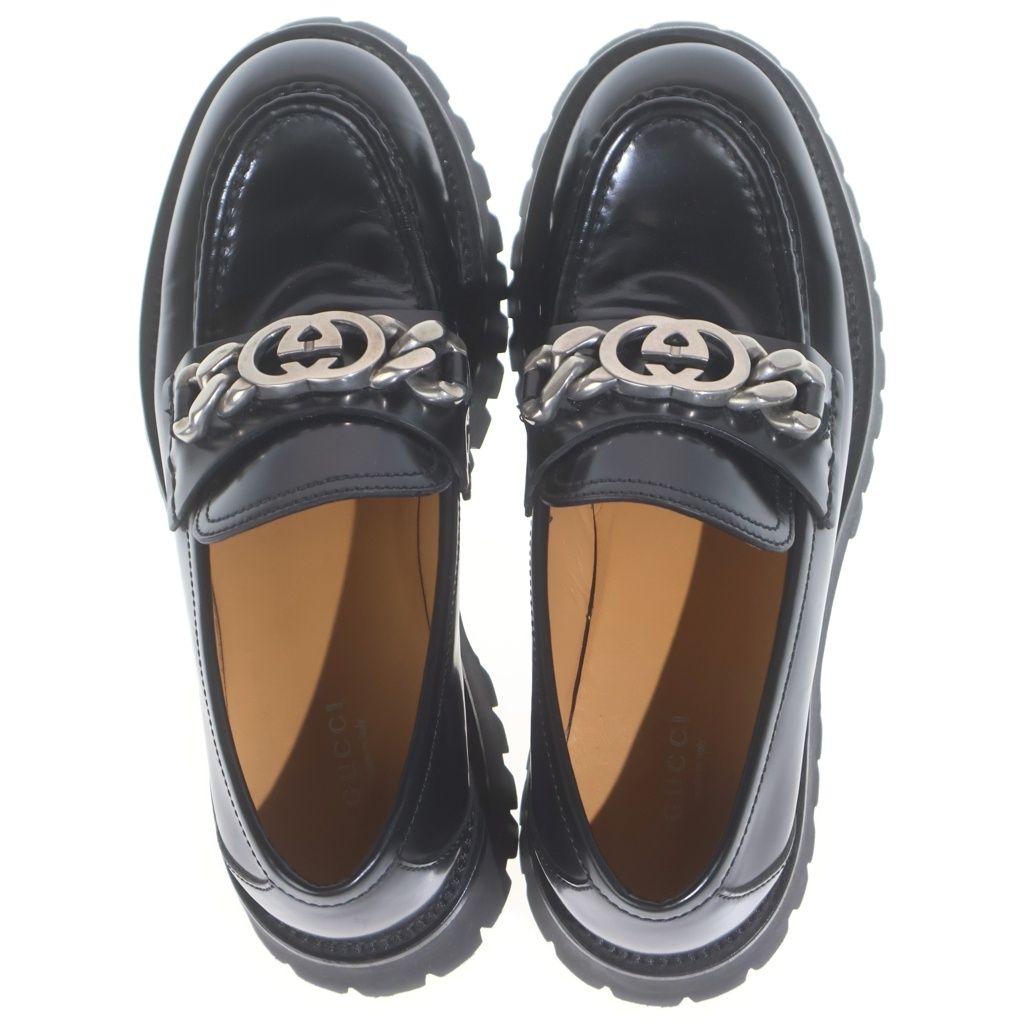 Gucci Double Locking Lug Sole Loafers Black Leather — view 4