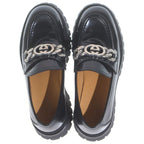 Gucci Double Locking Lug Sole Loafers Black Leather — view 4