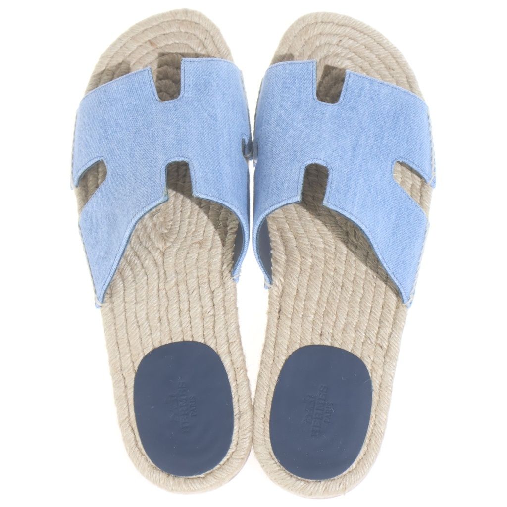 Hermes Espadrilles Antigua Flat Sandals Denim — view 4