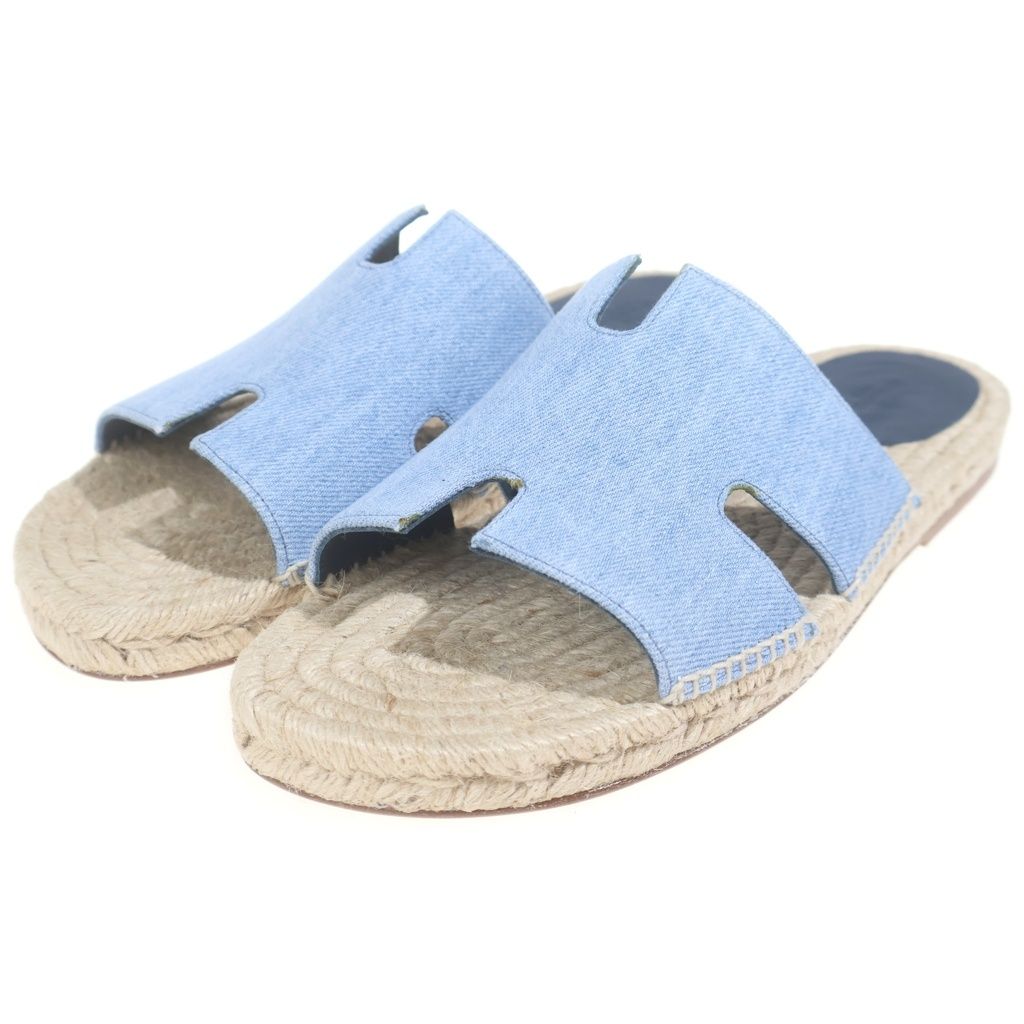 Hermes Espadrilles Antigua Flat Sandals Denim — view 2