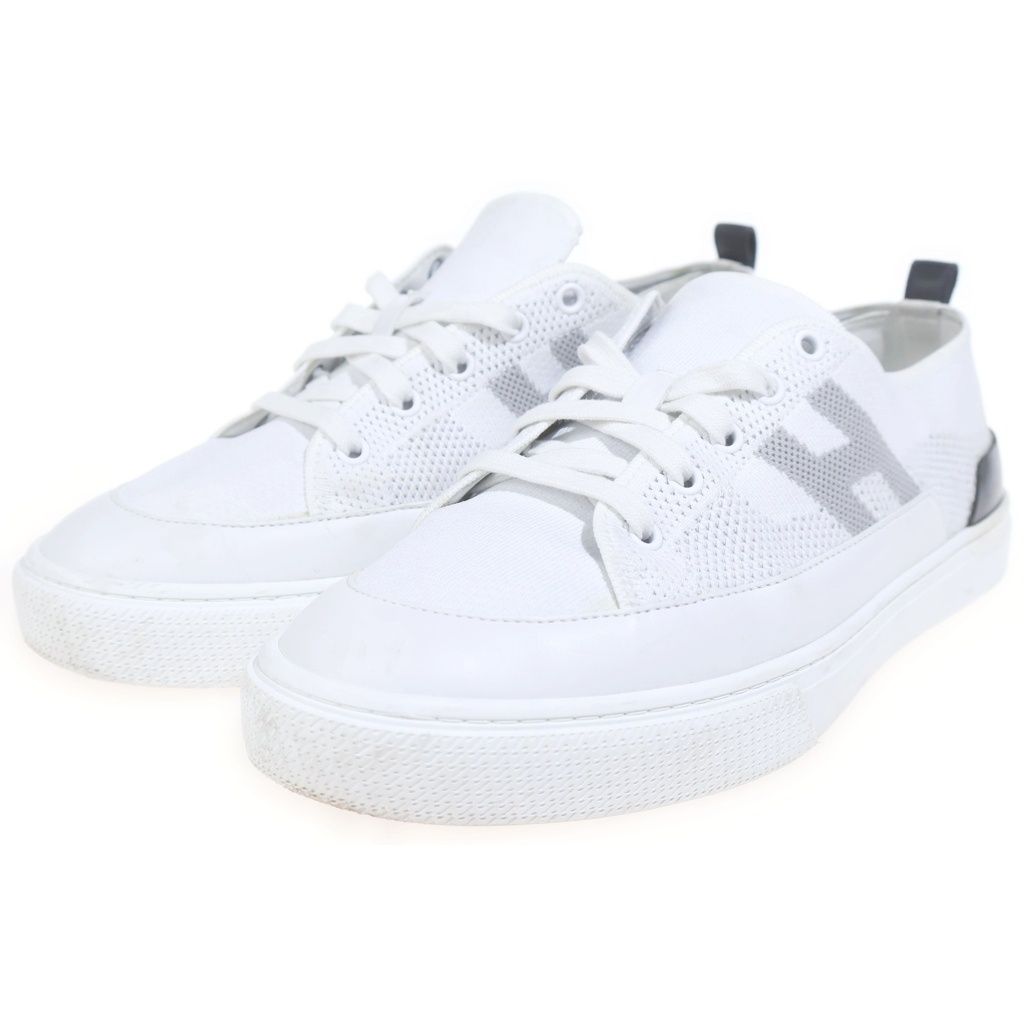 Hermes Deep Low Cut Logo Leather Fabric Shoes White — view 2