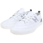 Hermes Deep Low Cut Logo Leather Fabric Shoes White — view 2