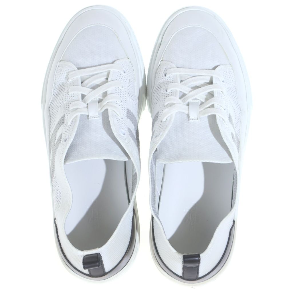 Hermes Deep Low Cut Logo Leather Fabric Shoes White — view 4
