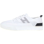 Hermes Deep Low Cut Logo Leather Fabric Shoes White