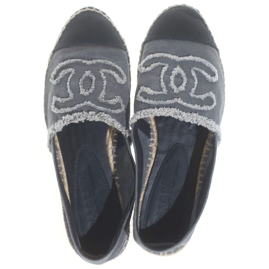Chanel Espadrilles Denim Gray Slip Ons 38 Slipper — view 4