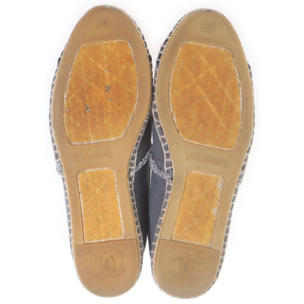 Chanel Espadrilles Denim Gray Slip Ons 38 Slipper — view 5