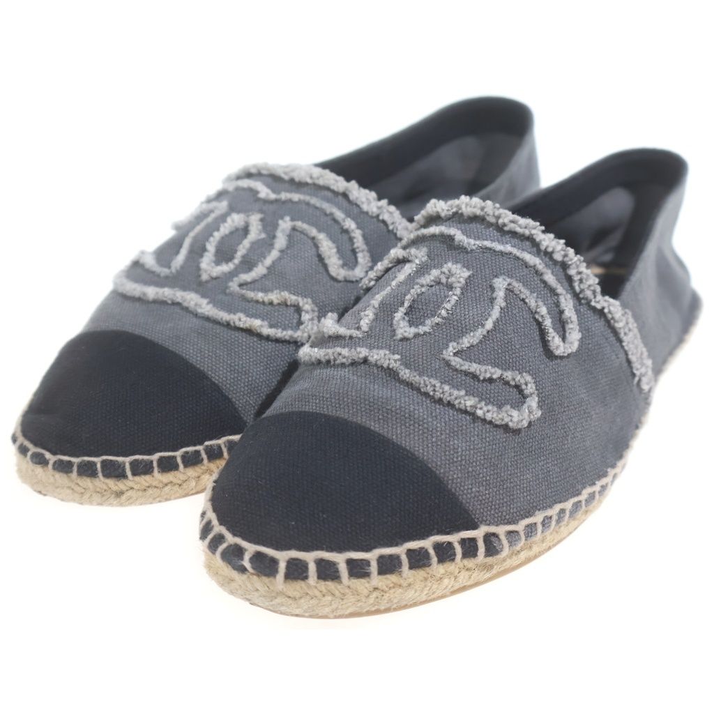 Chanel Espadrilles Denim Gray Slip Ons 38 Slipper — view 2