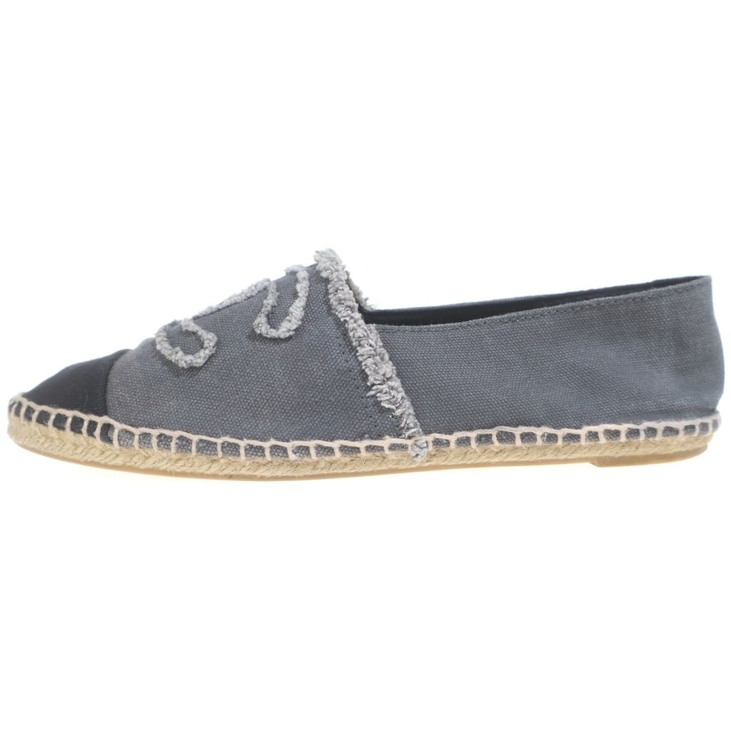 Chanel Espadrilles Denim Gray Slip Ons 38 Slipper