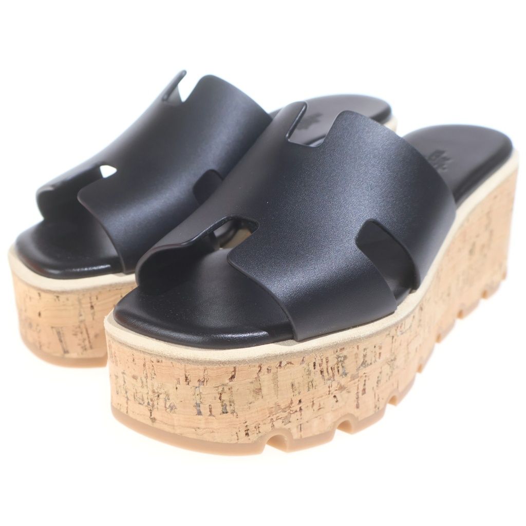 Hermes Eze Platform Sandals Black — view 2