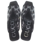 Gucci GG 90 Bijou Trim Pin Heels Mesh Sandals Crystal Black — view 4
