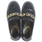 Gucci Logo Metal Leather Loafers Black — view 4