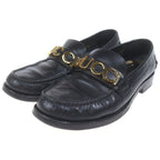 Gucci Logo Metal Leather Loafers Black — view 2