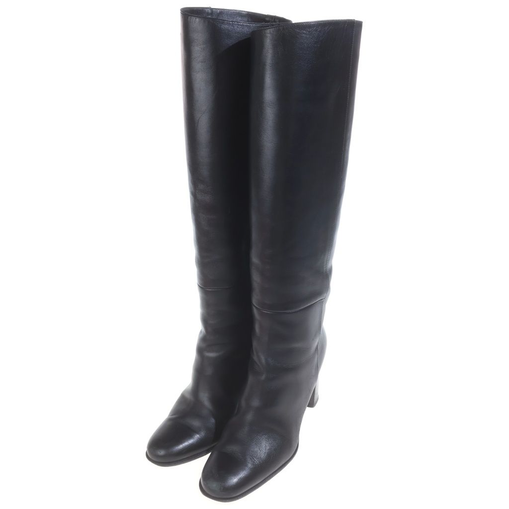 Hermes Leather Long Boots Black — view 2