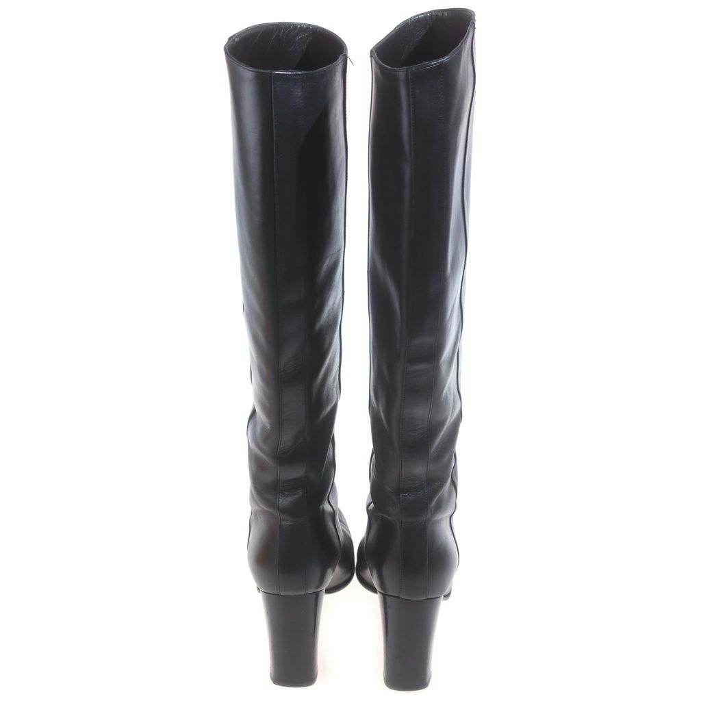 Hermes Leather Long Boots Black — view 3
