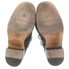Chanel CC Logo Tweed Cut Replacement Leather Lace Up Zip Long Boots Shoes Brown — view 5