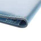 Hermes Bearn Classic Blue Jean Chevre Wallet Card Case Leather Silver — view 5