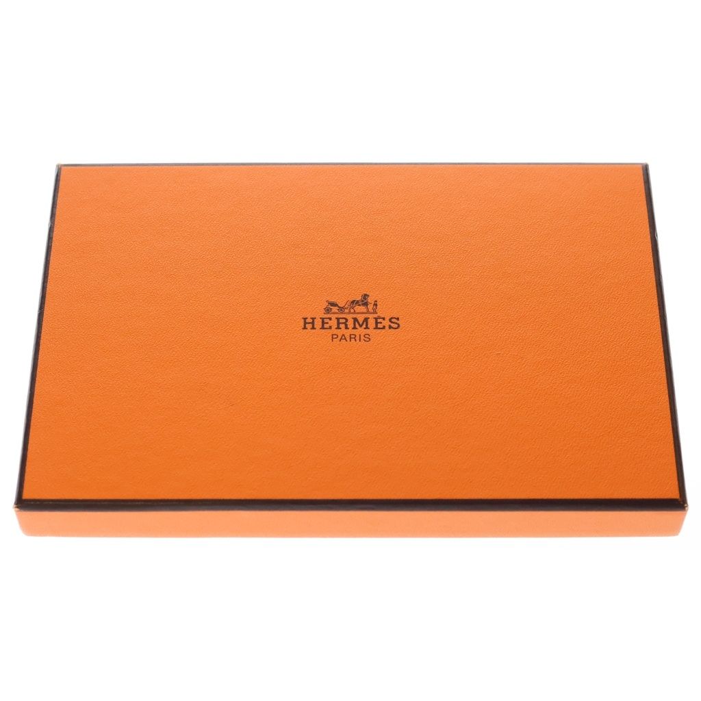 Hermes Bearn Classic Blue Jean Chevre Wallet Card Case Leather Silver — view 6