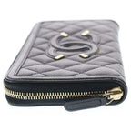Chanel CC Filigree Zip Around Wallet Black Leather Gold — view 3