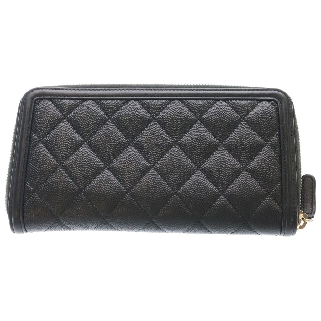 Chanel CC Filigree Zip Around Wallet Black Leather Gold — view 2