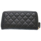 Chanel CC Filigree Zip Around Wallet Black Leather Gold — view 2