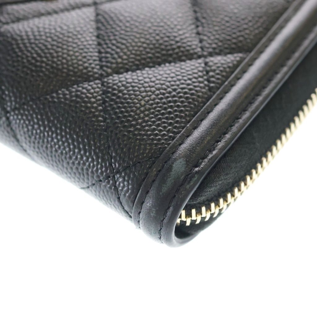 Chanel CC Filigree Zip Around Wallet Black Leather Gold — view 5