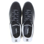 Chanel Logo Leather Low Cut Sneakers Black — view 4