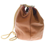 Loewe Bucket Straw Tote Brown Orange Leather Silver — view 3