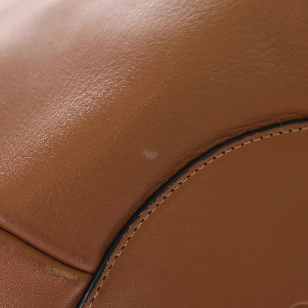 Loewe Bucket Straw Tote Brown Orange Leather Silver — view 5