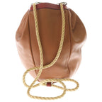 Loewe Bucket Straw Tote Brown Orange Leather Silver — view 2